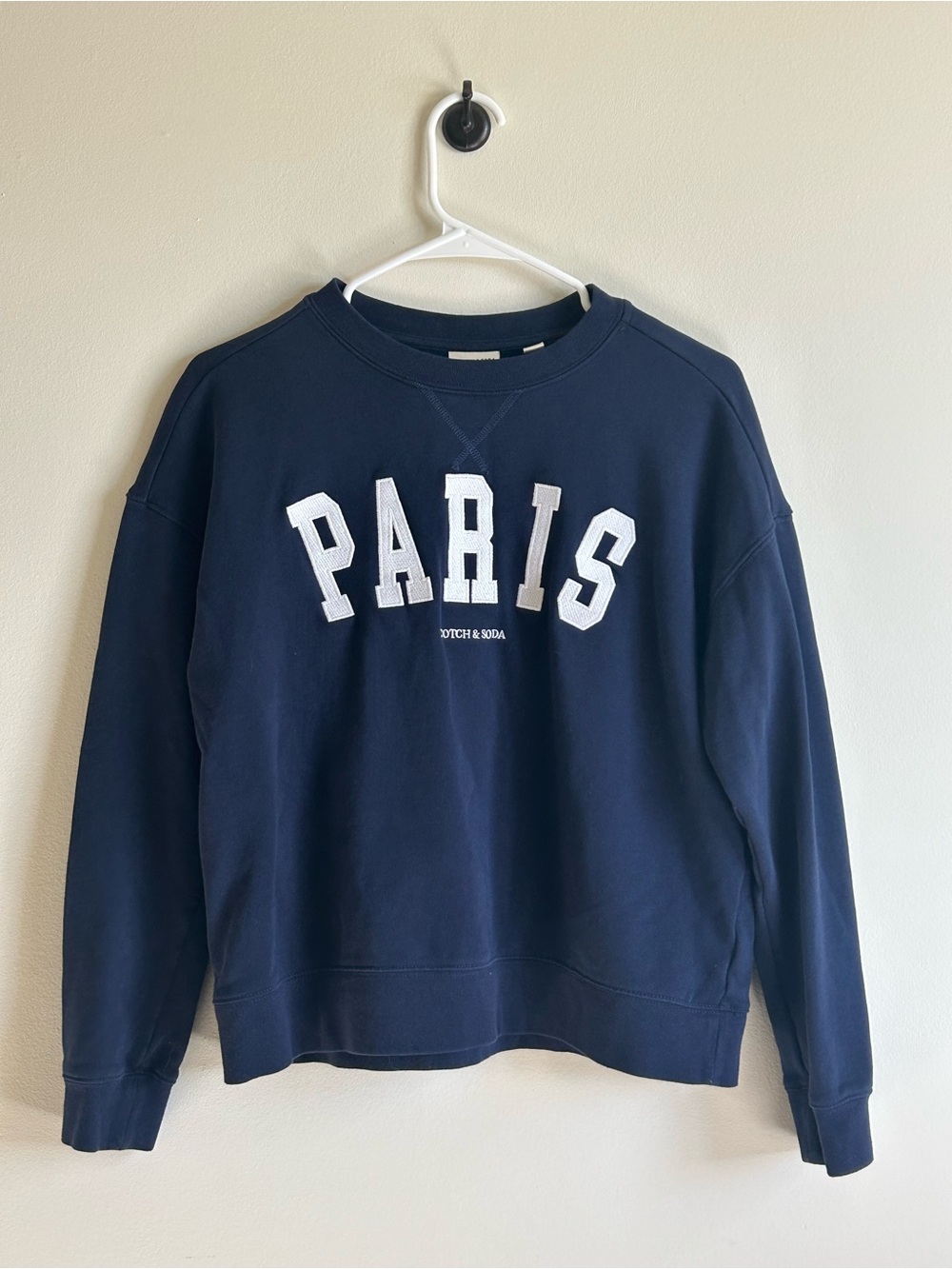 Scotch & Soda Paris Appliqué Crewneck Sweatshirt - Navy